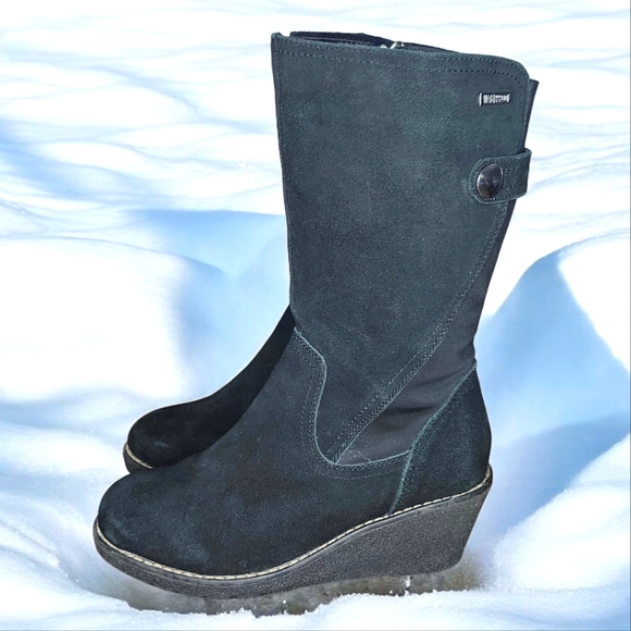 KHOMBU Pisa Waterproof Suede Wedge Boots Black- 7 - Picture 6 of 11